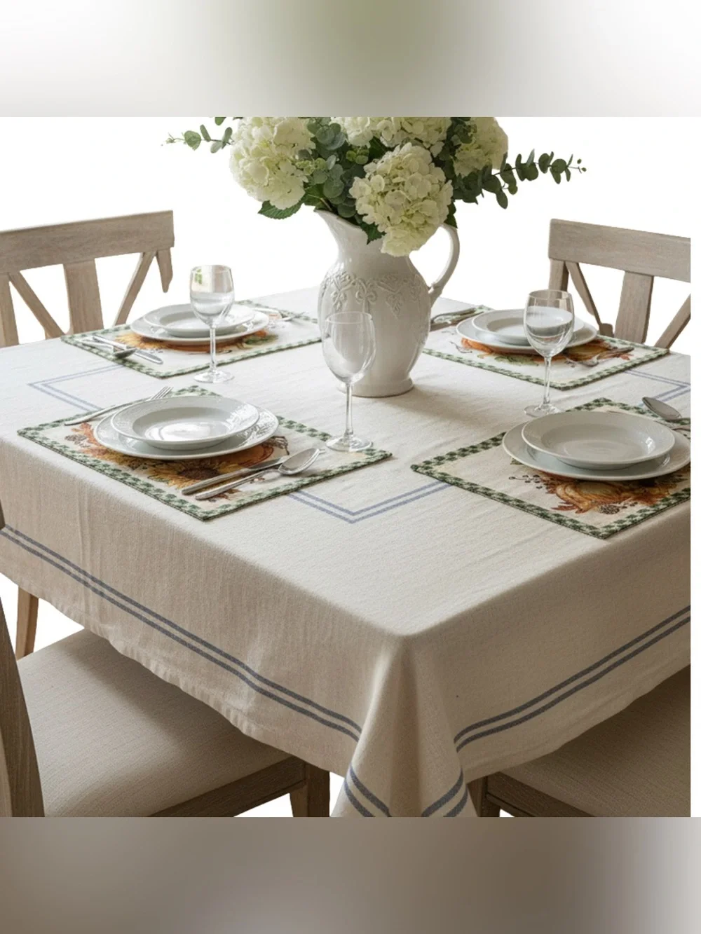 Set of 4‎ Fall Pumpkin Placemats with Sunflowers & Birds - Autumn Harvest Decor